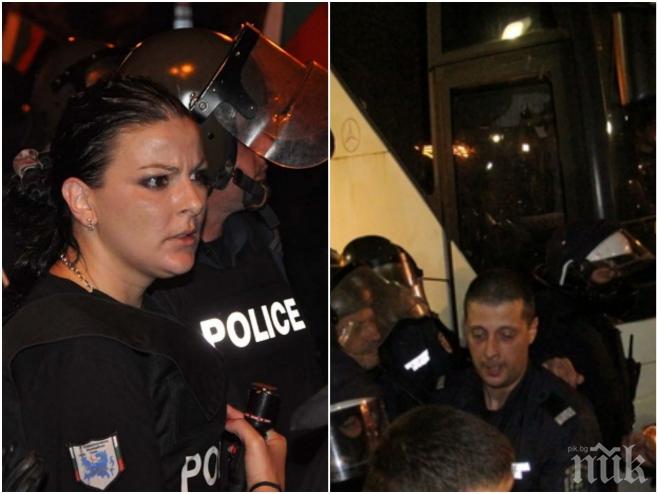 Скандал! Полицайката от нощта на белия автобус не е уволнена! Сега охранява Орландовци и се заканва: Само да ни развържат ръцете... (снимки и видео)