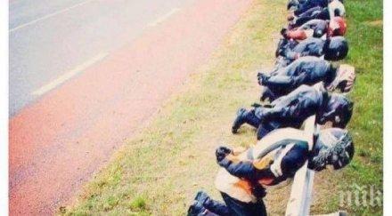 мотористи снимат опасните мантинели знак протест