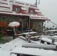 Аномалия! Сняг валя на Ястребец в първия ден на лятото (снимки)