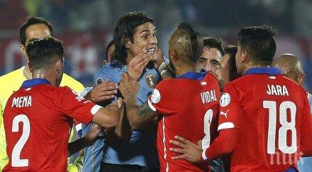 кавани получи пръст отзад защитник чили