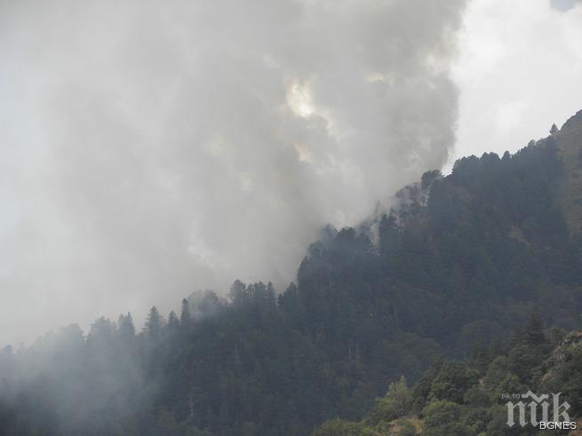 Пожарът над Рилския манастир се разпростря върху 100 дка
