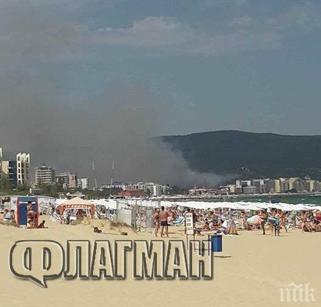 Пожарът над Слънчев бряг е овладян! По пътя за Варна има задръствания
