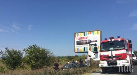 кола вряза билборд пътя несебър бургас предизвика задръстване