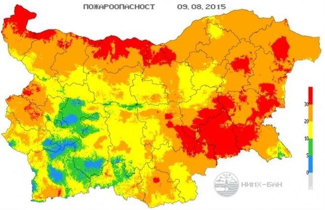 БАН предупреди с червен код за опасност от пожари утре