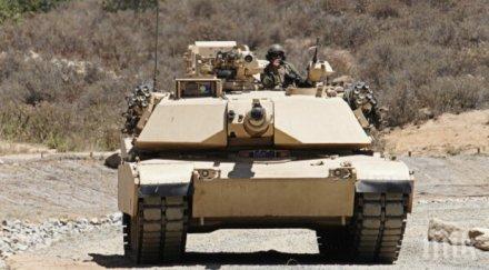 американски танкове бронирани коли пристигат ново село