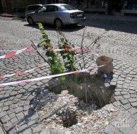 Три дни след бурята в Пловдив: Кратери гълтат коли (снимки)