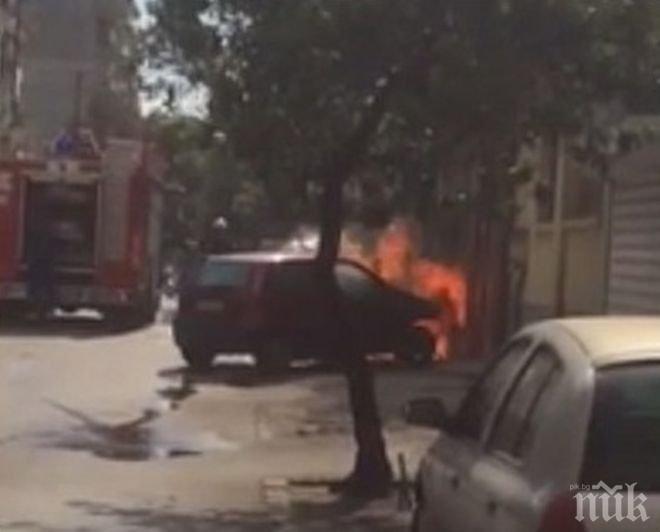 Ексклузивно видео! Кола гори в момента като факла във Варна