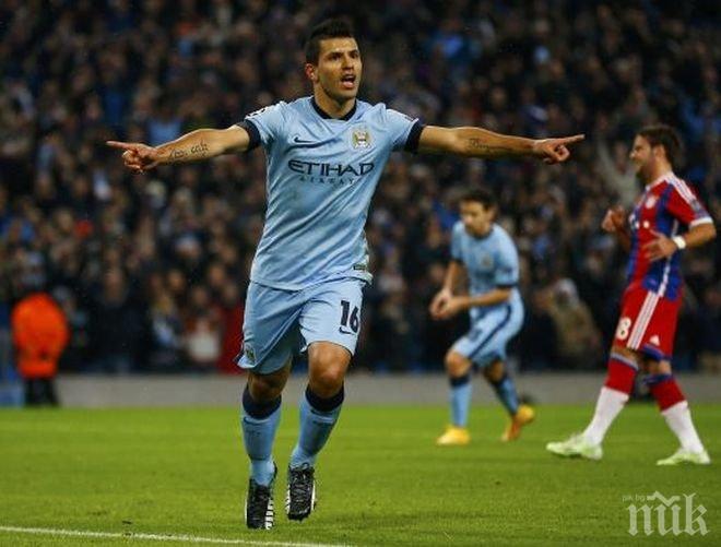 Агуеро пропуска мача Манчестър Сити - Ювентус