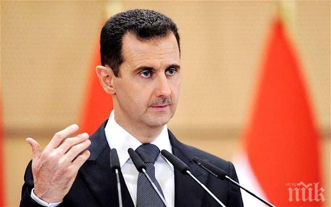 Башар Асад отхвърля идеята за безопасна зона по турско-сирийската граница