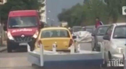 шофьор подкара ремарке без гуми надра шосе софия