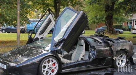кошмар пътя чисто ново lamborghini diablo избухна пламъци снимки