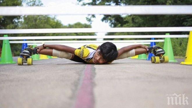 8-годишно индийче премина под 53 коли на кънки (снимки)