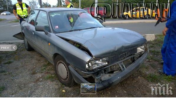 Ужас на пътя в Бургас! Три коли се нанизаха във верижна катастрофа край „Меден рудник“ (снимки)
