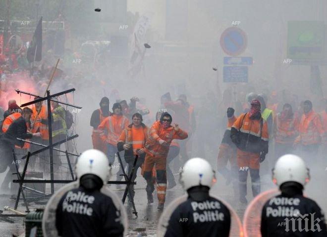 Сблъсъци между демонстранти и полиция в Брюксел