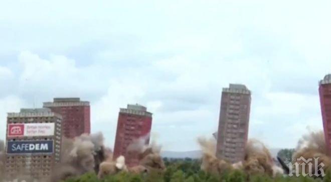 Взрив срина за 7 секунди 6 небостъргача (видео)