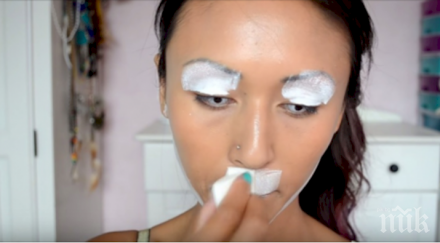 покри клепачите устните бял грим прави съм очарована