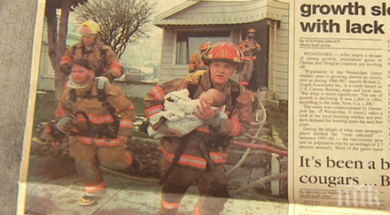 пожарникар спасил едно месечно бебе случи години късно