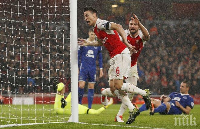 Арсенал надви Евертън, излезе първи в Англия
