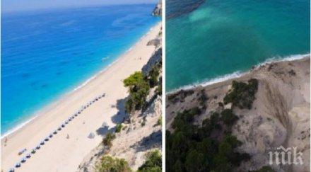 плажът лефкада стане голям земетресението