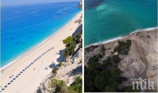 Плажът на Лефкада ще стане още по-голям след земетресението