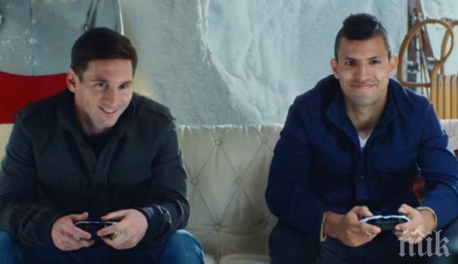 Меси и Агуеро играха футбол срещу елените на Дядо Коледа (видео)