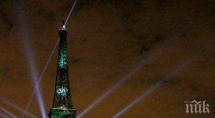 айфеловата кула светна зелено срещата климата