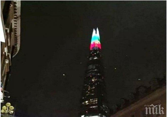 Най-високата сграда в ЕС грейна в цветовете на нашето знаме