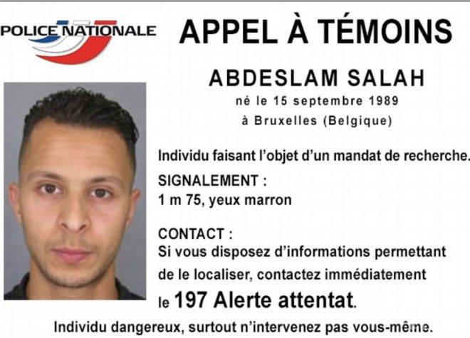 Салах Абдеслам е носил колана с експлозиви, който бе намерен в Монруж