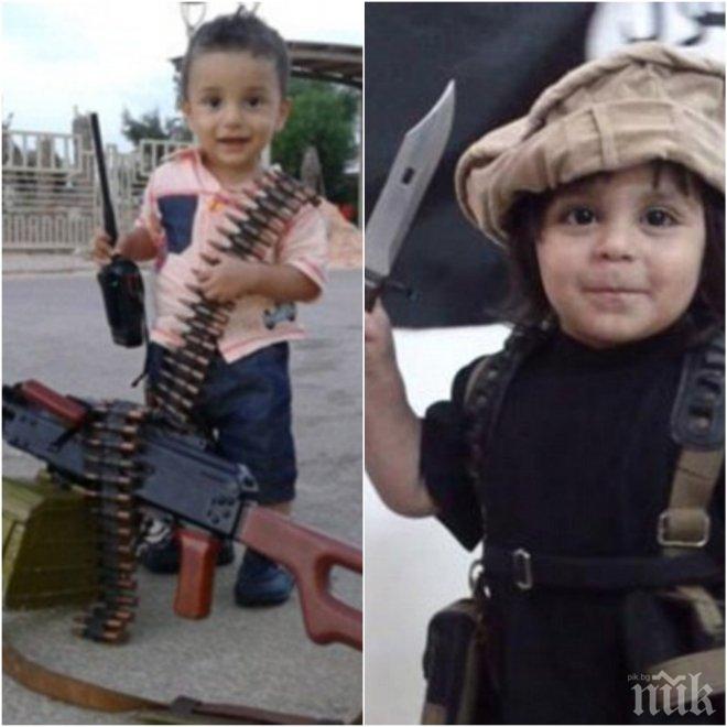 Потресаващо! Ислямска държава вербува бебета в бойните си редици! Вижте как невръстни деца, едва проходили държат автомати (видео и снимки)