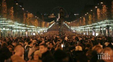 десетки хиляди събраха полунощ булевард шанз елизе париж въпреки терористичната опасност