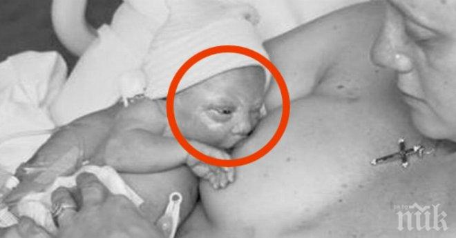 Новородено бебе суче от майка си. Но когато се вгледаш по-близо? О, Боже мой!