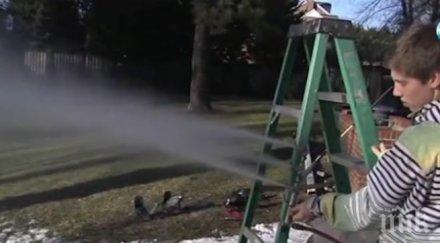 годишен ученик направи машина сняг видео