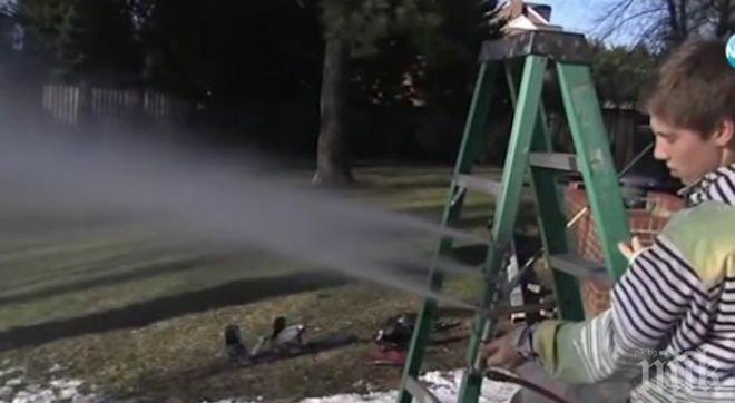 15-годишен ученик си направи машина за сняг (видео)