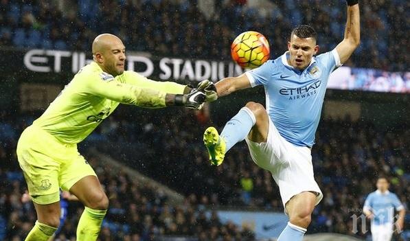 Манчестър Сити с равен срещу Евертън, Сток Сити излезе седми