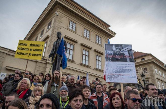 Издирват около 20 маскирани за подпалването на център, подпомагащ бежанци в Чехия