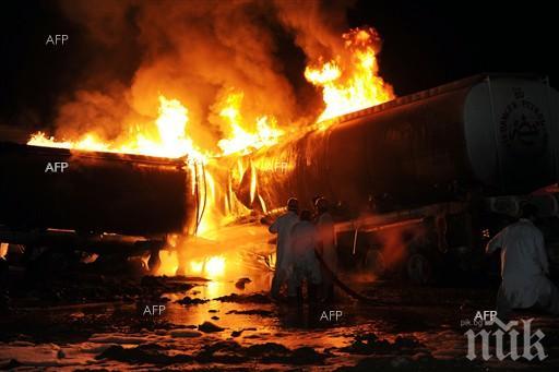 Мерцедес изгоря на гарата в Благоевград