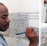 Аутист покори света като художник. Способен е да нарисува обект като види за секунди (снимки)