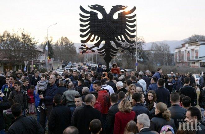 Нов паметник на албанския двуглав орел разбуни Скопие