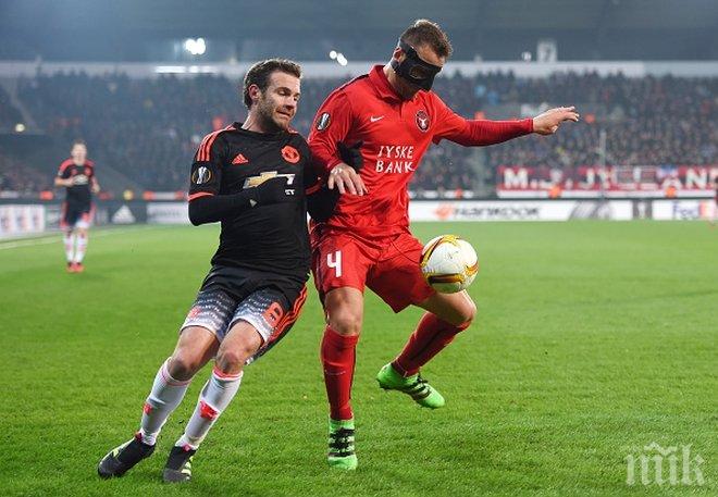 Манчестър Юнайтед стъпи накриво в Дания, „червените дяволи“ преклониха глава пред Бодуров и компания


