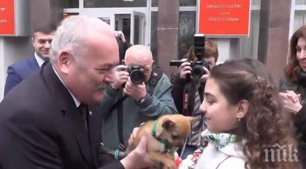 путин зарадва момиченце куче видео