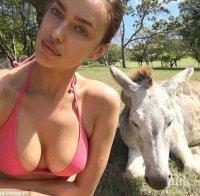 Ирина Шейк показа пищна гръд, направи си селфи с магаре (снимки)