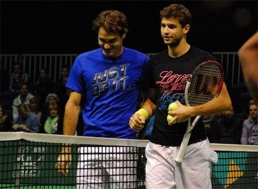 Гришо тренира с идола си Роджър Федерер в Ротердам