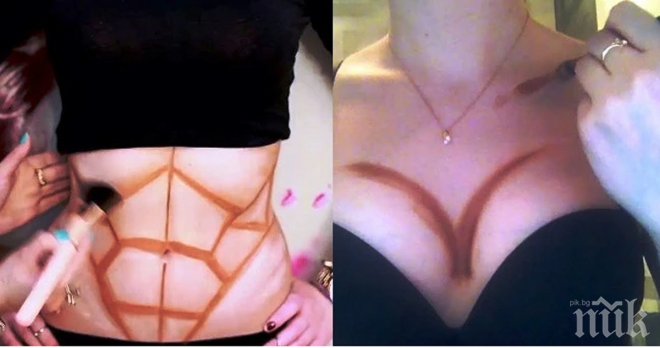 Тя нанесе бронзант по корема и в областта на гърдите. Резултатът е впечатляващ!