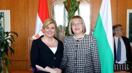 цачева обсъди регионалното сътрудничество президента хърватия колинда китарович