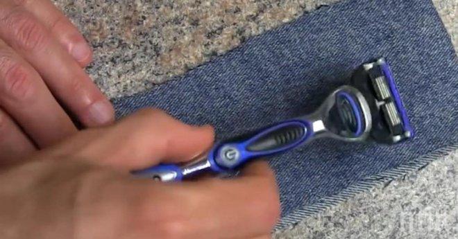 Ето защо са ти  необходими парче дънков плат и една самобръсначка! Този трик е гениален!