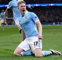 Де Бройне нареди Манчестър Сити сред големите, ПСЖ отново пи студена вода