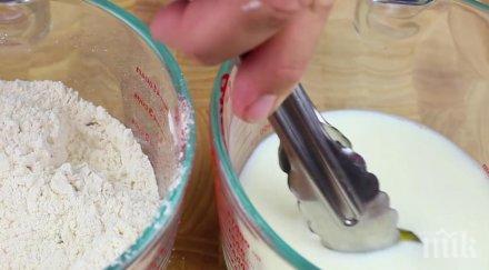 взима резенчета краставички потапя мляко следва шашна отвсякъде