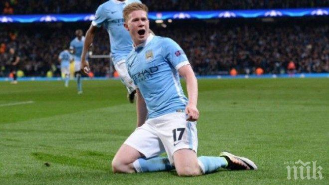 Де Бройне нареди Манчестър Сити сред големите, ПСЖ отново пи студена вода