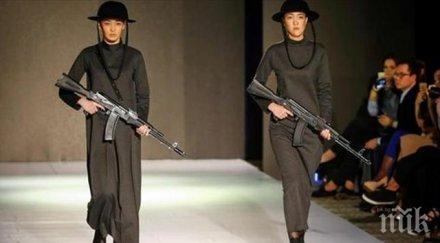 екстравагантно моделки дефилират калашници казахстан