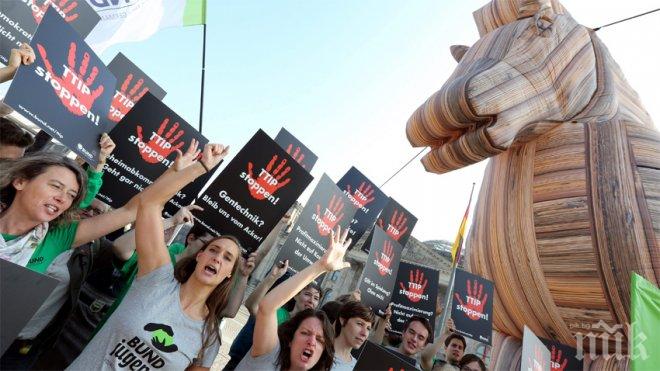 Хиляди излизат на протест в Хановер срещу търговското споразумение със САЩ